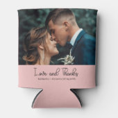 ブッシュピンクのエレガントな結婚式の愛と感謝の写真 缶クーラー (正面)