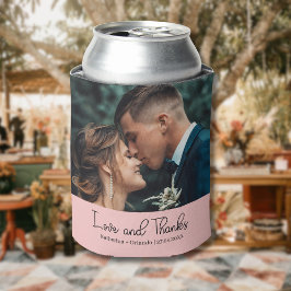 ブッシュピンクのエレガントな結婚式の愛と感謝の写真 缶クーラー