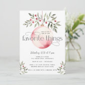 ブッシュピンクのクリスマスオーナメント お気に入りのものパーティー 招待状 (スタンド正面)