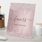 ブッシュピンクのグリッター垂れ流しパーティーフェイバー 台座サイン (インサイチュ)