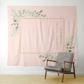 ブッシュピンクのグリーンウェディングシャワー写真用背景 タペストリー (インサイチュ(横))