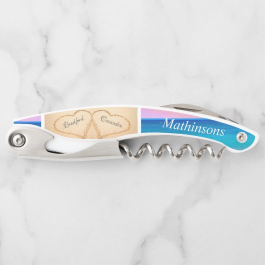 ブッシュピンクのサンセットハートビーチウェディング ソムリエナイフ (正面)