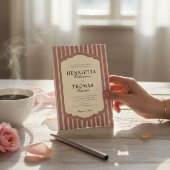 ブッシュピンクのストライプが入ったエレガントな結婚式の招待状 招待状