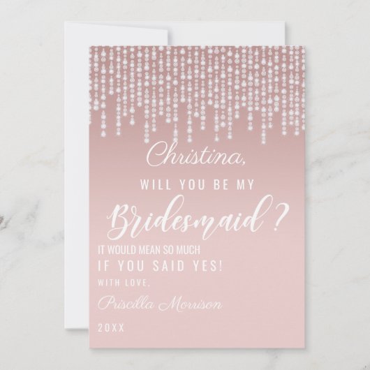 ブッシュピンクのハンギングダイヤモンドライト ブライドメイド 招待状 (正面)