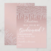 ブッシュピンクのハンギングダイヤモンドライト ブライドメイド 招待状 (正面/裏面)