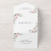 ブッシュピンクのバラが一つになった結婚式招待状 オールインワン招待状 (外側)