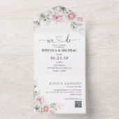 ブッシュピンクのバラが一つになった結婚式招待状 オールインワン招待状 (内側)