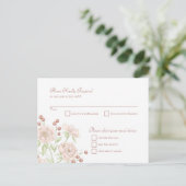 ブッシュピンクのバラの結婚式RSVPモダン返信 シーズンポストカード (スタンド正面)