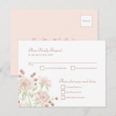 ブッシュピンクのバラの結婚式RSVPモダン返信 シーズンポストカード (正面/裏面)