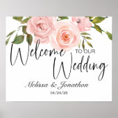ブッシュピンクのバラの花の結婚式前祝いポスター ポスター (正面)