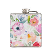 ブッシュピンクのパープルの花のモノグラム フラスク (裏面)