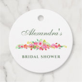 ブッシュピンクのピーコックの花のウェディングシャワーデザイン フェイバータグ (正面)