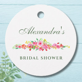 ブッシュピンクのピーコック フラワー ブライダル シャワー フェイバータグ