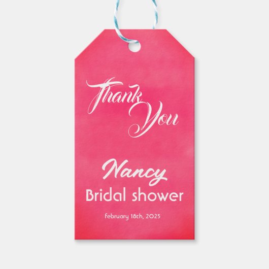 ブッシュピンクのブライズシャワー ギフトタグ (正面)