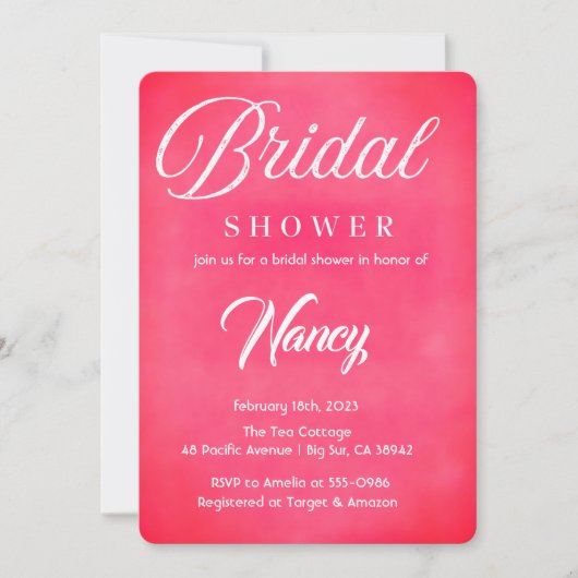 ブッシュピンクのブライズシャワー 招待状 (正面)