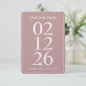 ブッシュピンクのプリティーな結婚式のSave the Dateカード 招待状 (スタンド正面)
