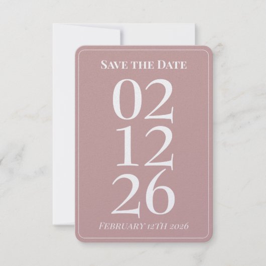 ブッシュピンクのプリティーな結婚式のSave the Dateカード 招待状 (正面)