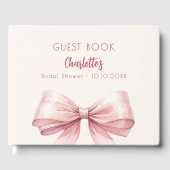ブッシュピンクのボウベージュクリームの結婚前お茶会 ゲストブック (正面)