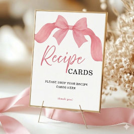 ブッシュピンクのボウ レシピ カード ブライダル シャワー サイン