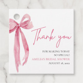 ブッシュピンクのボウ 彼女は結婚する ブライダルシャワー フェイバータグ