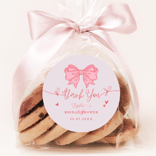 ブッシュピンクのボウ 彼女は結婚する ブライダルシャワー ラウンドシール