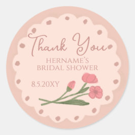 ブッシュピンクのポップな感謝の気持ちを伝える結婚式のシャワープレゼント ラウンドシール