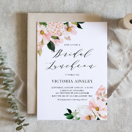 ブッシュピンクのマグノリアとハイドランジアの結婚式前ランチョン 招待状