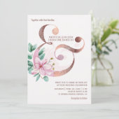 ブッシュピンクのマグノリア ローズゴールドのアンパサンド ウェディング 招待状 (スタンド正面)