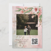 ブッシュピンクのレトロドレスQRコード結婚式 招待状 (裏面)