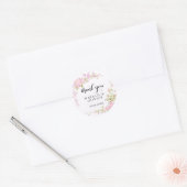 ブッシュピンクのローズがおしゃれな結婚式のお礼 ラウンドシール (封筒)