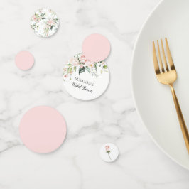 ブッシュピンクのローズとグリーン ウェディング ブライダルシャワー コンフェッティ