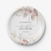 ブッシュピンクのローズの花束 ブライダルシャワー ペーパープレート (正面)