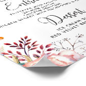 ブッシュピンクのローズウォーターカラーの花の結婚式メニュー ポスター (角)