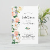 ブッシュピンクのローズゴールドの花の白の結婚式前祝い 招待状 (スタンド正面)