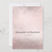 ブッシュピンクのローズゴールドシルバーグリッター結婚式の出欠確認 招待状 (裏面)
