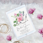 ブッシュピンクのローズサテン ハイヒール ブライダルシャワー 招待状