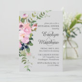 ブッシュピンクのローズフラワーブーケ グレイのリハーサル 招待状 (スタンド正面)