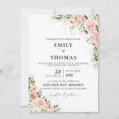 ブッシュピンクのローズ ウェディングセレモニー 招待状 (正面)