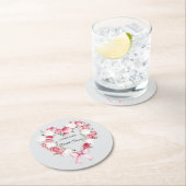 ブッシュピンクのローズ フローラルハート ブライダルシャワー ラウンドペーパーコースター (インサイチュ)