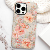 ブッシュピンクのヴィンテージフラワー カスタムネーム Case-Mate iPhoneケース