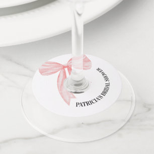 ブッシュピンクの弓 彼女は結婚する ブライダルシャワー ワイングラスタグ