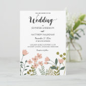 ブッシュピンクの春の植物学的な結婚式 招待状 (スタンド正面)