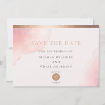 ブッシュピンクの水彩ウォッシュ セーブ・ザ・デート