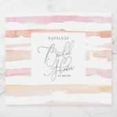 ブッシュピンクの水彩ストライプ ブライダルシャワー スパークリングワインラベル (シングルラベル)