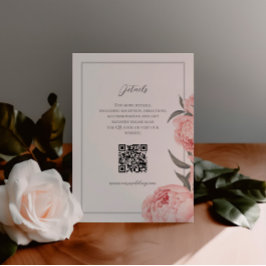 ブッシュピンクの水彩ペオニー結婚式の付箋カード エンクロージャーカード