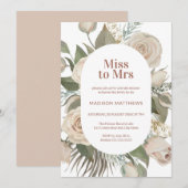 ブッシュピンクの水彩ローズフラワーブライダルシャワー 招待状 (正面/裏面)