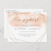 ブッシュピンクの水彩延期カード 愛は忍耐強い インビテーションポストカード (正面/裏面)
