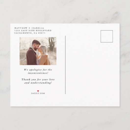 ブッシュピンクの水彩延期カード 愛は忍耐強い インビテーションポストカード (裏面)