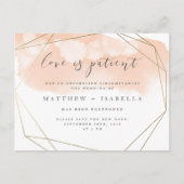 ブッシュピンクの水彩延期カード 愛は忍耐強い インビテーションポストカード (正面)