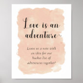 ブッシュピンクの水彩画 ウェディング バケットリストのアイデア ポスター (正面)